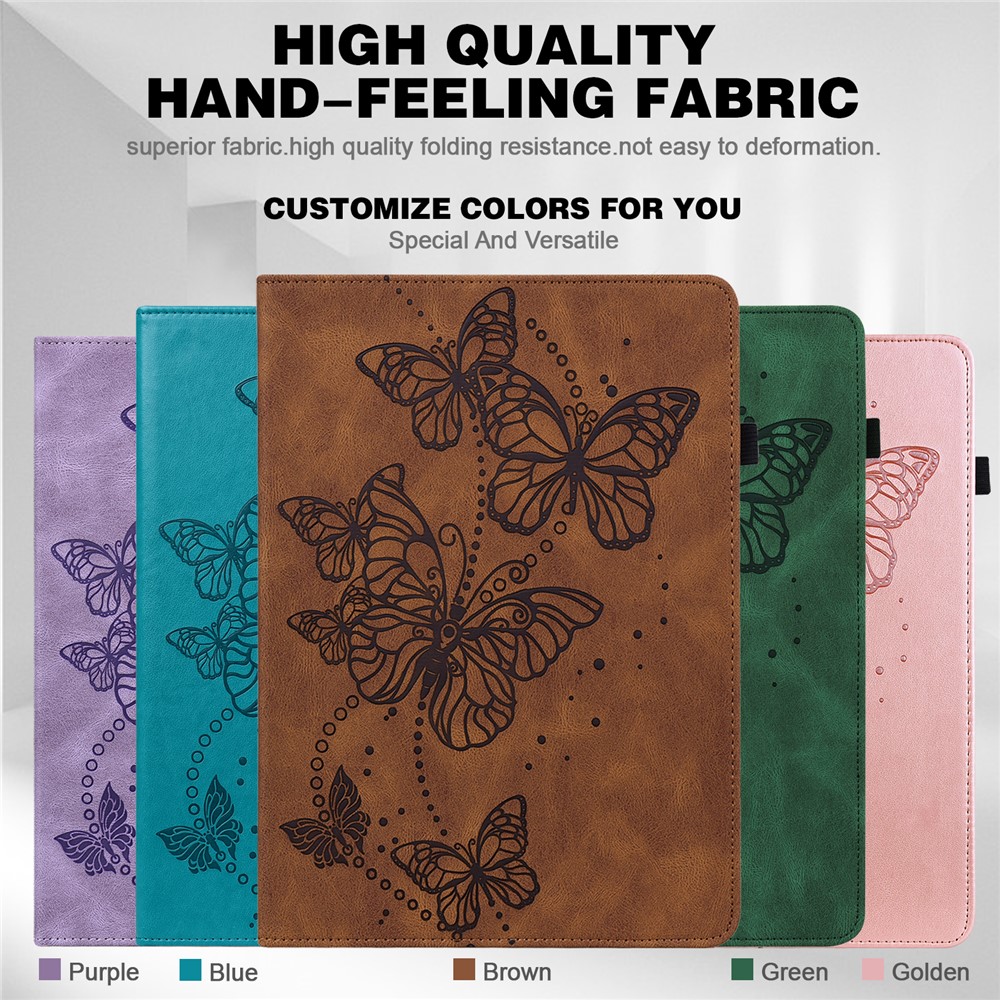 Butterflies Imprinted Scratch-Resistant Well-Protected Anti-Fall Tablet Case with Stand for iPad Pro 11-inch (2021)/Air (2020) - Brown-10