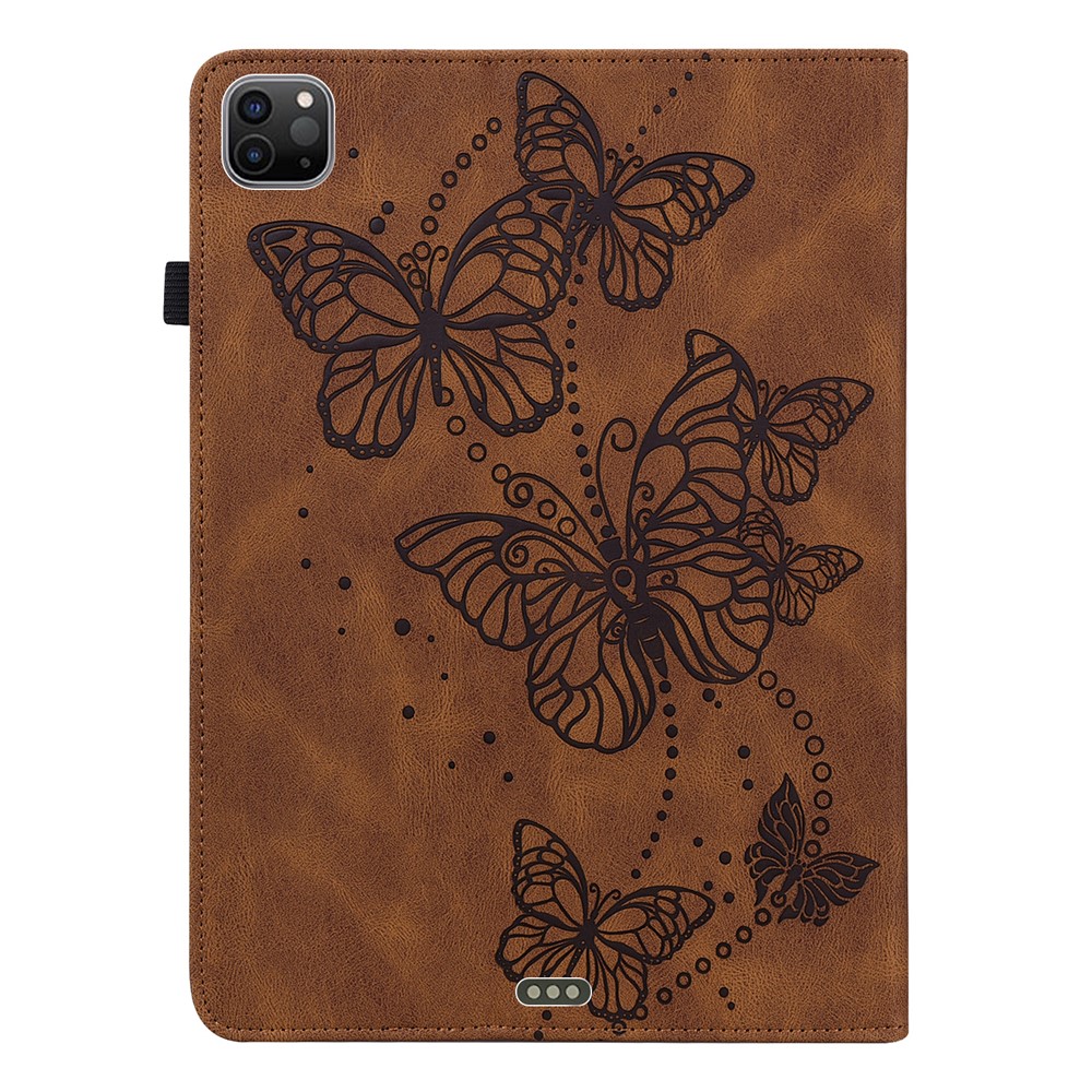 Butterflies Imprinted Scratch-Resistant Well-Protected Anti-Fall Tablet Case with Stand for iPad Pro 11-inch (2021)/Air (2020) - Brown-2