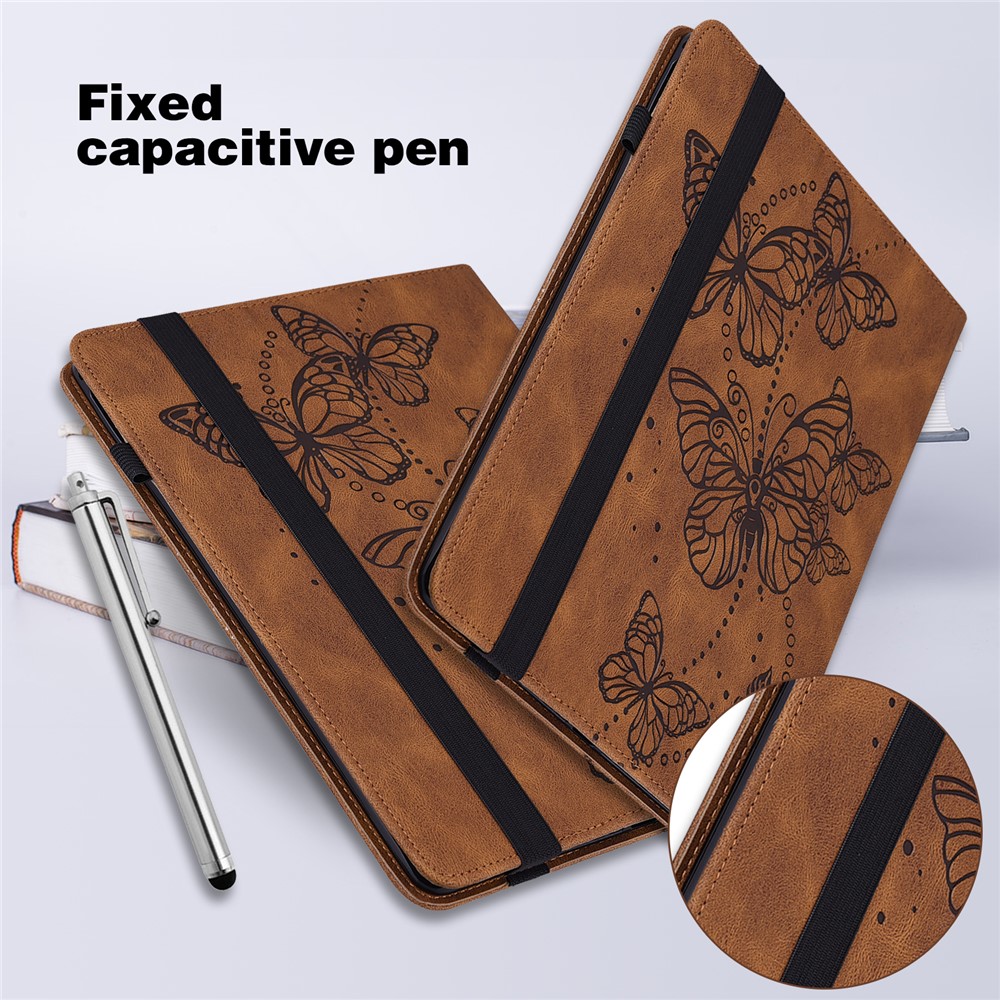 Butterflies Imprinted Scratch-Resistant Well-Protected Anti-Fall Tablet Case with Stand for iPad Pro 11-inch (2021)/Air (2020) - Brown-8