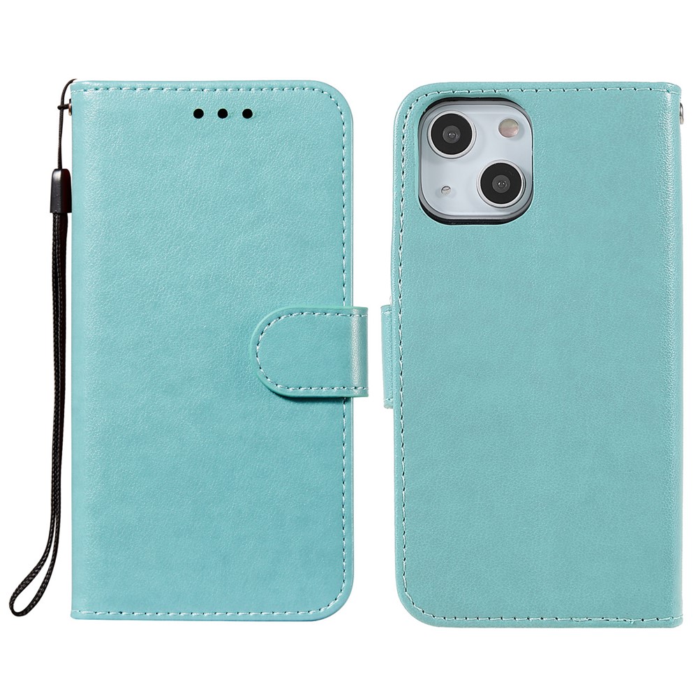 Folio Full Protection Magnetic Solid Color PU Leather Wallet Stand Flip Cover Case with Wrist Strap for iPhone 13 mini 5.4 inch - Green