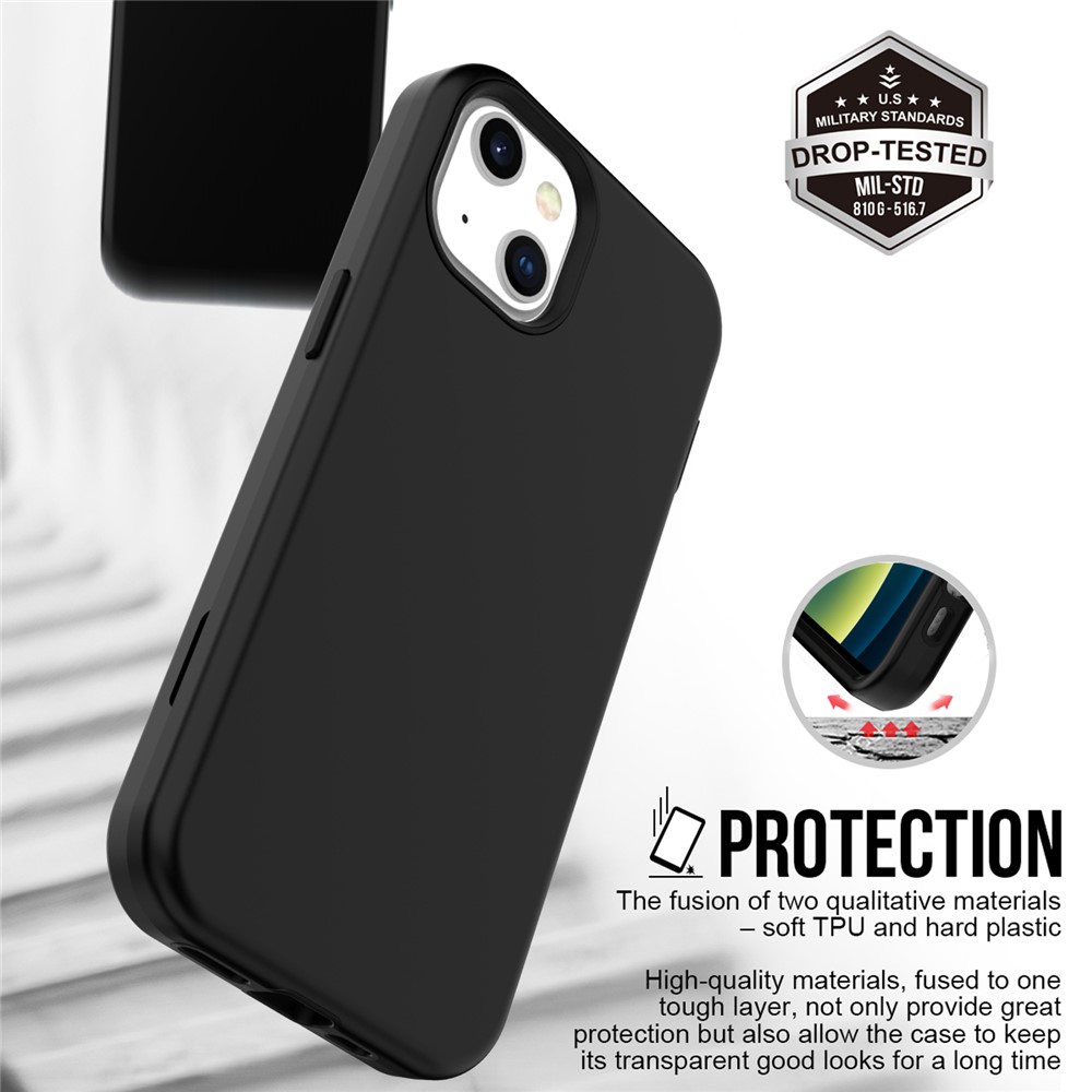 Scratch Resistant Detachable Design Hard PC + Soft TPU Phone Case Cover for iPhone 13 6.1 inch - Black-4