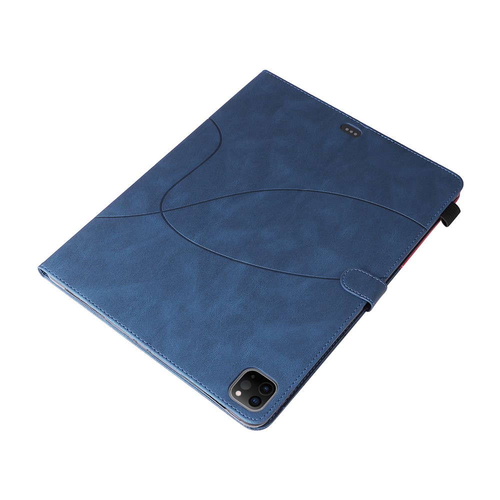 Dual-Color Splicing Magnetic Clasp Closure Leather Tablet Case Stand Cover with Card Slots for iPad Pro 12.9-inch (2021)/(2020)/(2018) - Blue-10