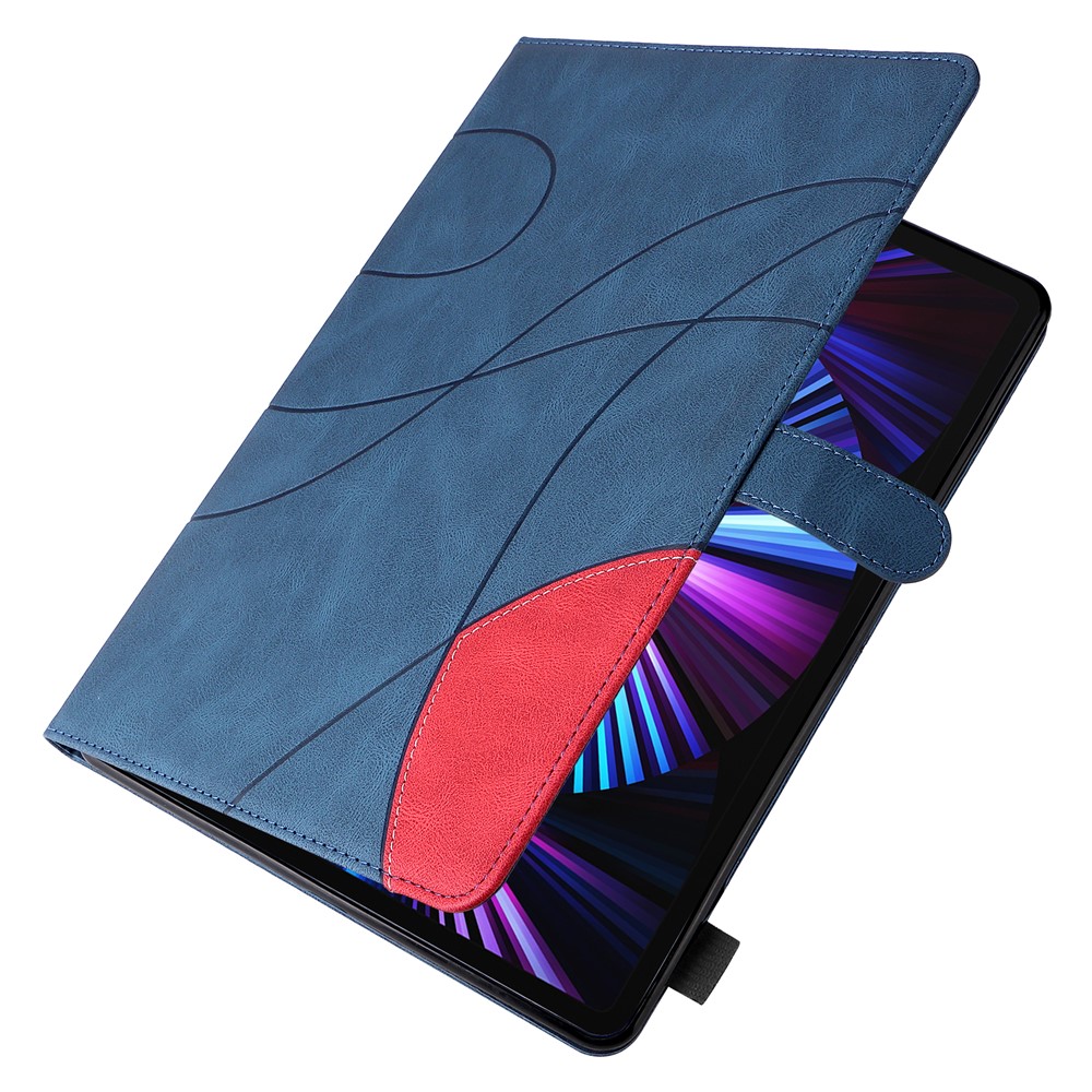 Dual-Color Splicing Magnetic Clasp Closure Leather Tablet Case Stand Cover with Card Slots for iPad Pro 12.9-inch (2021)/(2020)/(2018) - Blue-11
