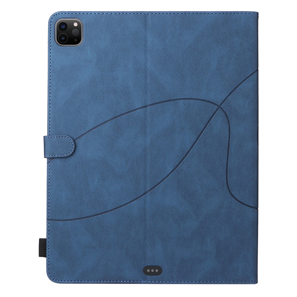 Dual-Color Splicing Magnetic Clasp Closure Leather Tablet Case Stand Cover with Card Slots for iPad Pro 12.9-inch (2021)/(2020)/(2018) - Blue-3