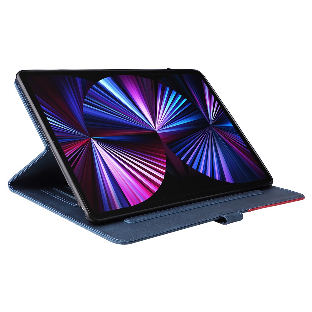 KT Leder Serie-1 Dual-color-spleißmagnetverschluss Verschluss Leder Tablet Hülle Mit Kartenschlitzen Für Ipad Pro 12,9 Zoll (2021)/(2020)/(2018) - Blau