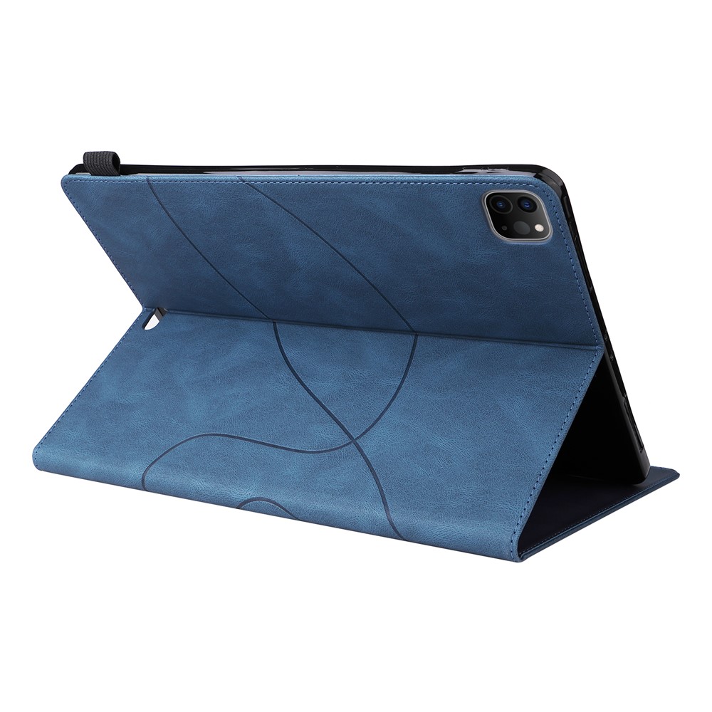 Dual-Color Splicing Magnetic Clasp Closure Leather Tablet Case Stand Cover with Card Slots for iPad Pro 12.9-inch (2021)/(2020)/(2018) - Blue-5