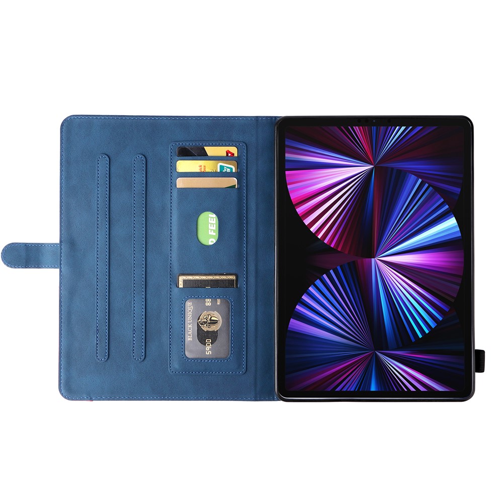 Dual-Color Splicing Magnetic Clasp Closure Leather Tablet Case Stand Cover with Card Slots for iPad Pro 12.9-inch (2021)/(2020)/(2018) - Blue-6