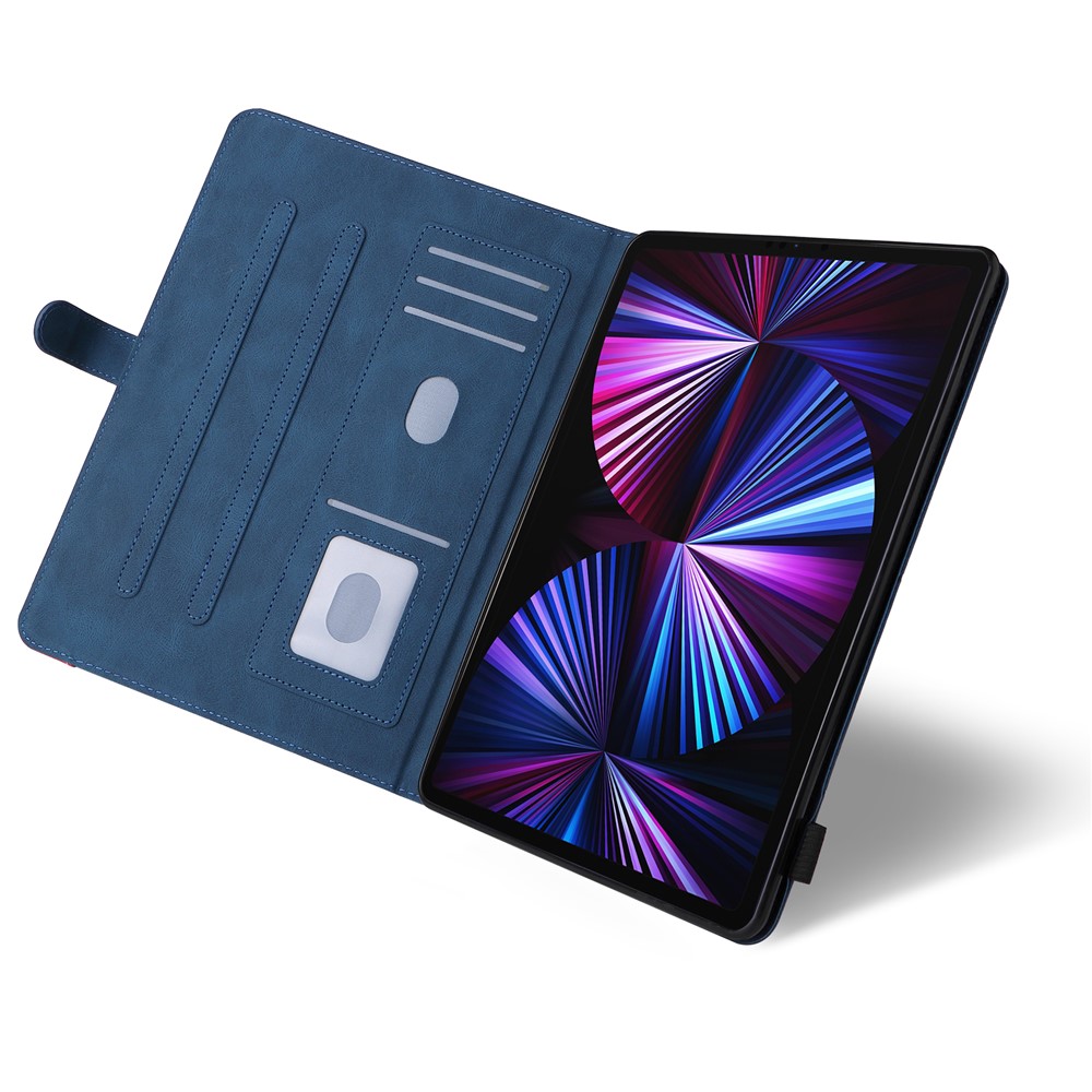 Dual-Color Splicing Magnetic Clasp Closure Leather Tablet Case Stand Cover with Card Slots for iPad Pro 12.9-inch (2021)/(2020)/(2018) - Blue-7