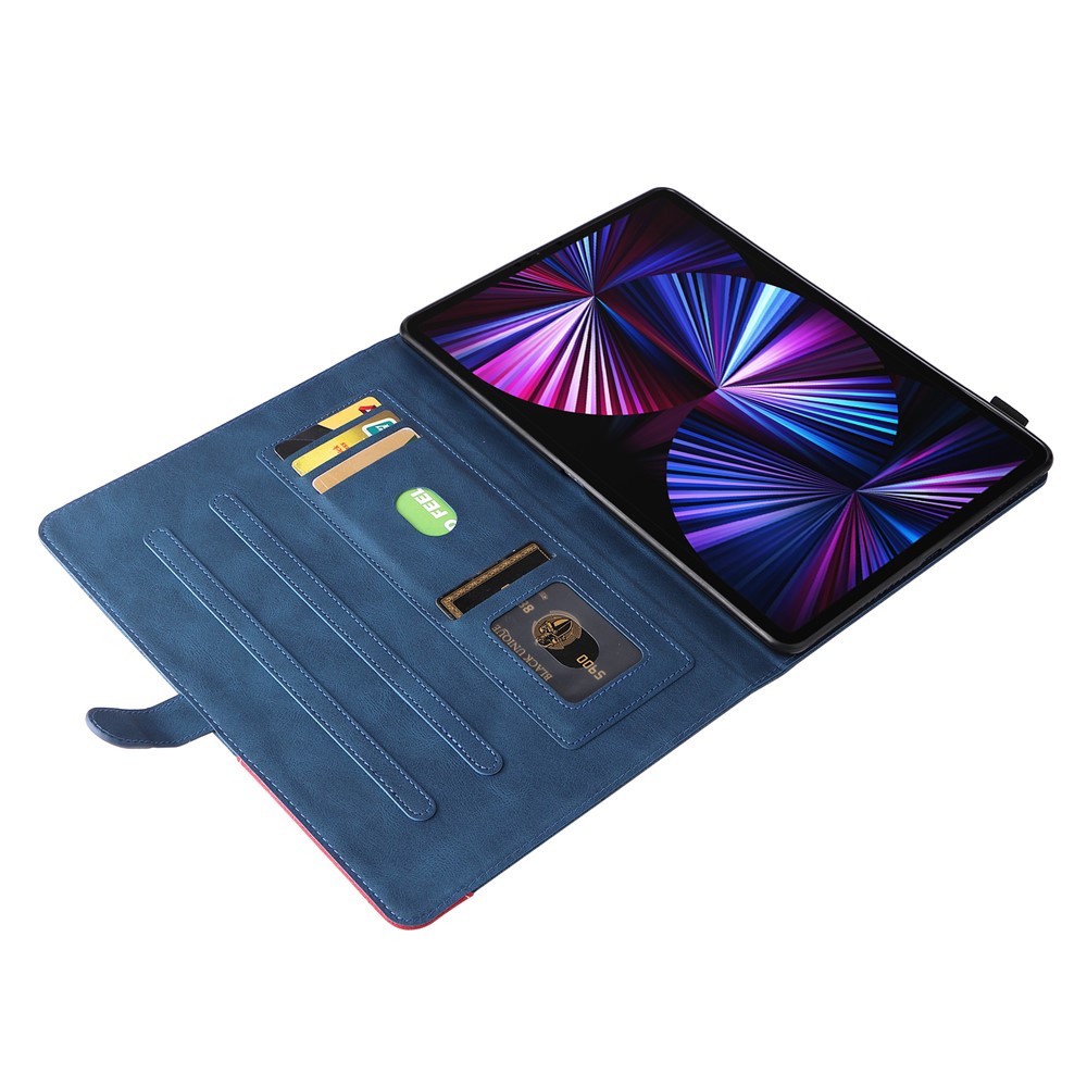 Dual-Color Splicing Magnetic Clasp Closure Leather Tablet Case Stand Cover with Card Slots for iPad Pro 12.9-inch (2021)/(2020)/(2018) - Blue-8
