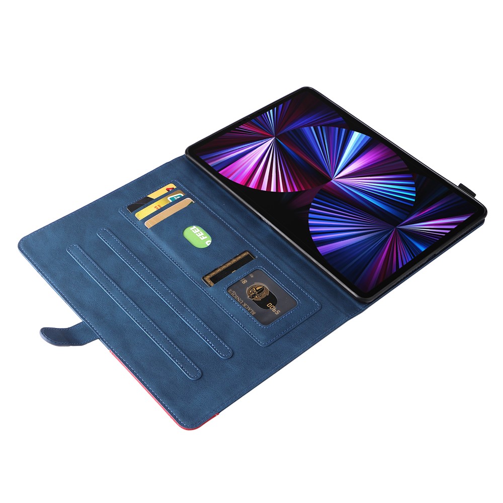 KT Leather Series-1 Suplupo de Doble Color Cloph Magnetic Closure Tableta de Cuero Cubierta de Stand Con Ranuras Para Tarjetas Para Ipad Pro 12.9 Pulgadas (2021)/(2020)/(2018) - Azul