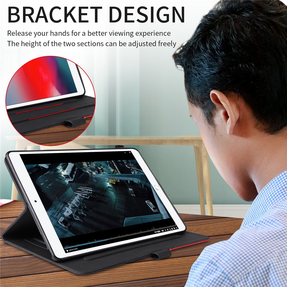Dual-Color Splicing Skin Touch Cards Slots Design Well-Protected Magnetic Closure Anti-Drop Tablet Case with Stand for iPad Air (2013)/Air 2/9.7-inch (2017)/(2018) - Black-2
