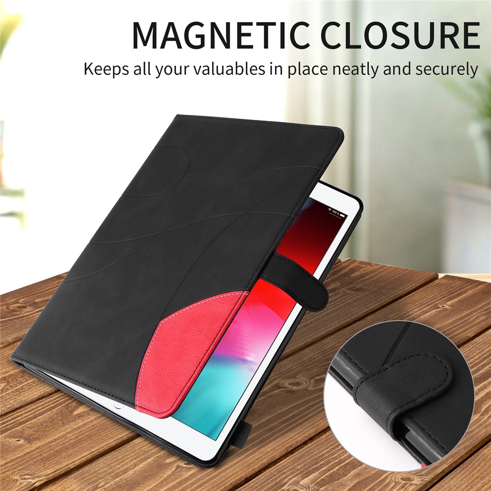 Skin Touch Dual-Color Splicing Magnetic Clasp Cards Slots Design Tablet Case with Stand for iPad Pro 10.5-inch (2017)/Air 10.5 inch (2019)/10.2 (2019) - Black-4