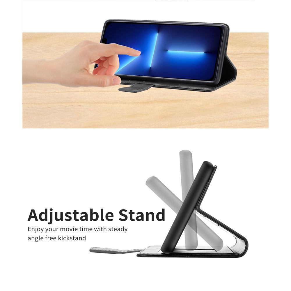 Y-shaped Line Imprinted Full Protection Leather Phone Case Stand Wallet Cover with Strap for iPhone 13 Pro Max 6.7 inch - Black-3