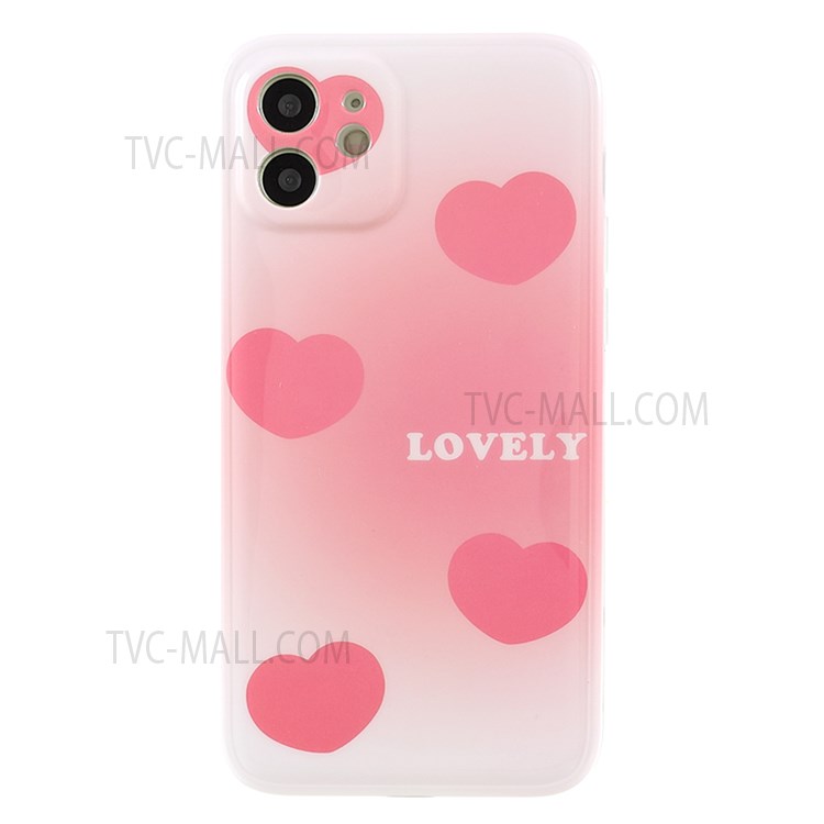 Popular Network Style Flexible TPU Phone Cover Case for iPhone 12 6.1 inch - Light Pink (Pink/Heart)-2