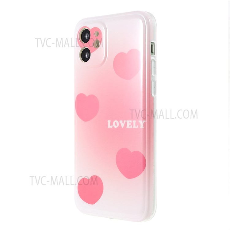 Popular Network Style Flexible TPU Phone Cover Case for iPhone 12 6.1 inch - Light Pink (Pink/Heart)-3