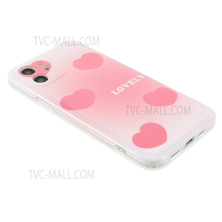 Popular Network Style Flexible TPU Phone Cover Case for iPhone 12 6.1 inch - Light Pink (Pink/Heart)-4