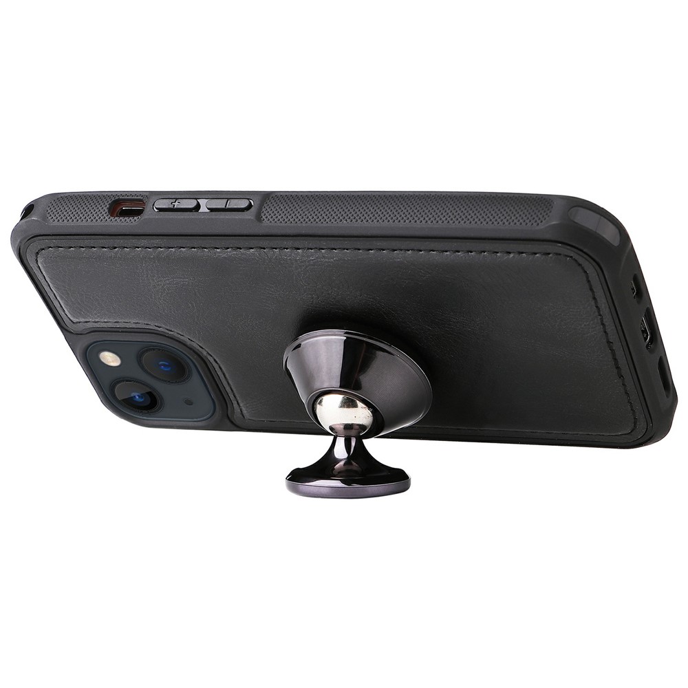 Vintage Style Multifunctional Vertical Flip Zipper Pocket Leather Cover Detachable Leather Coated TPU Phone Case for iPhone 13 mini 5.4 inch - Black-12