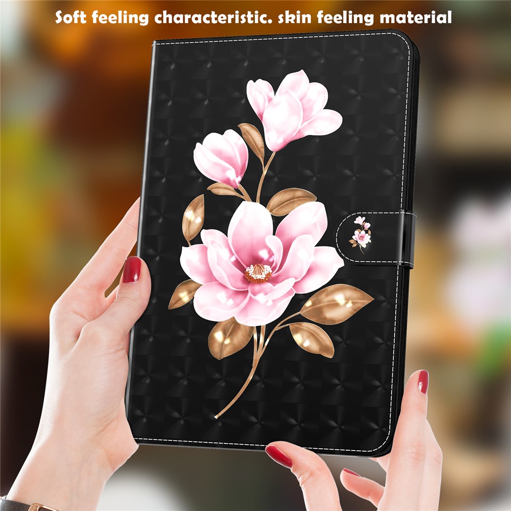 Pattern Printing Full Protection PU Leather Wallet Stand Tablet Case Cover for iPad mini (2021) - Pink Flowers-6