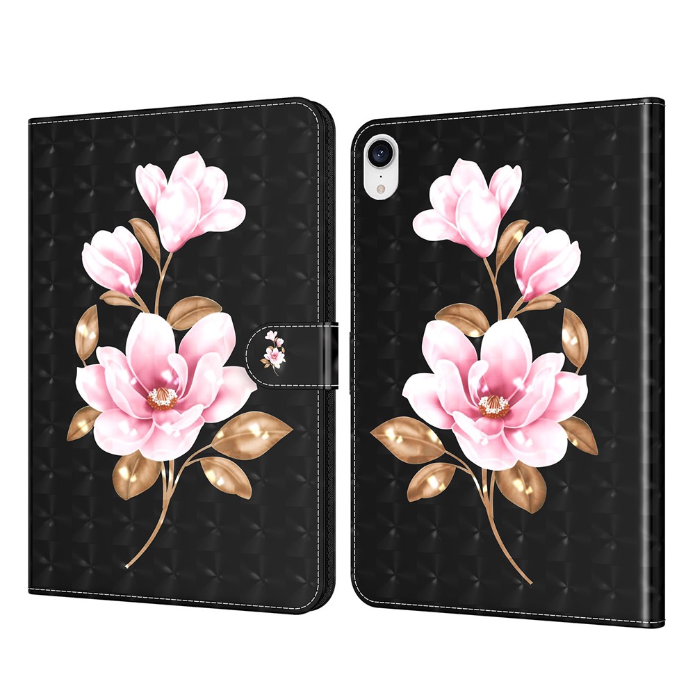 Pattern Printing Full Protection PU Leather Wallet Stand Tablet Case Cover for iPad mini (2021) - Pink Flowers-9