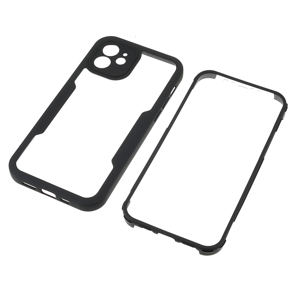 All-Wrapped PET Screen Protector + Acrylic Back Panel + TPU Frame Drop-Resistant Protective Case for iPhone 12 6.1 inch - Black-7