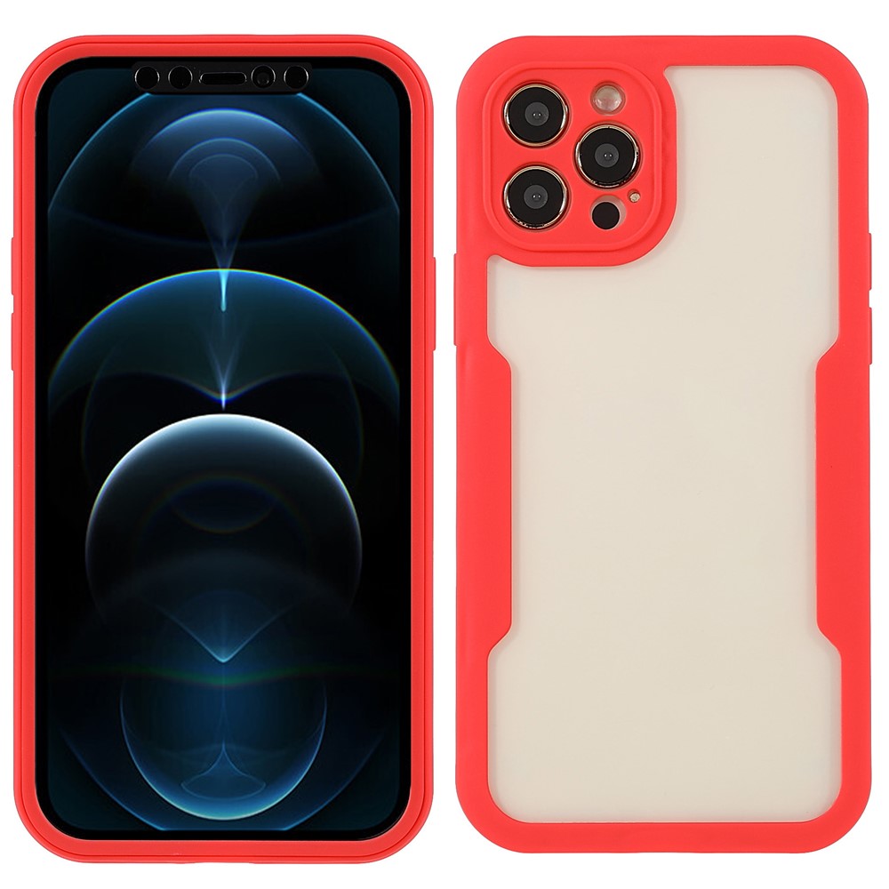 All-Inclusive PET Screen Protector + Acrylic + TPU Hybrid Phone Protective Case for iPhone 12 Pro 6.1 inch - Red-1