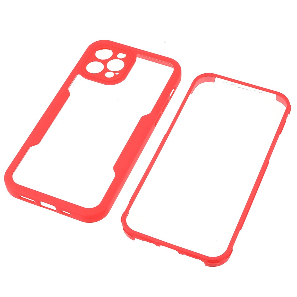 All-Inclusive PET Screen Protector + Acrylic + TPU Hybrid Phone Protective Case for iPhone 12 Pro 6.1 inch - Red-7