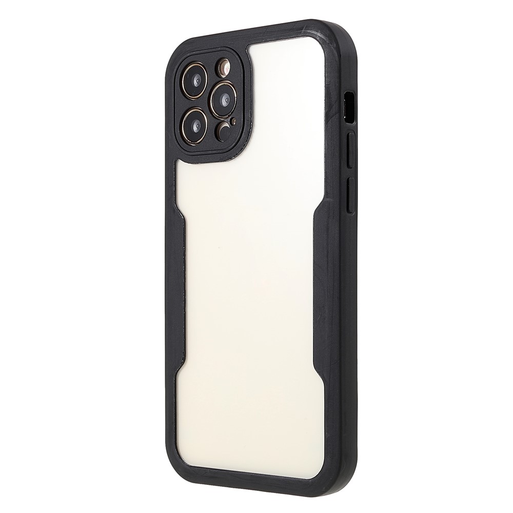 Detachable 2-in-1 Acrylic + TPU Hybrid Phone Protective Case with PET Screen Protector for iPhone 12 Pro Max 6.7 inch - Black-3