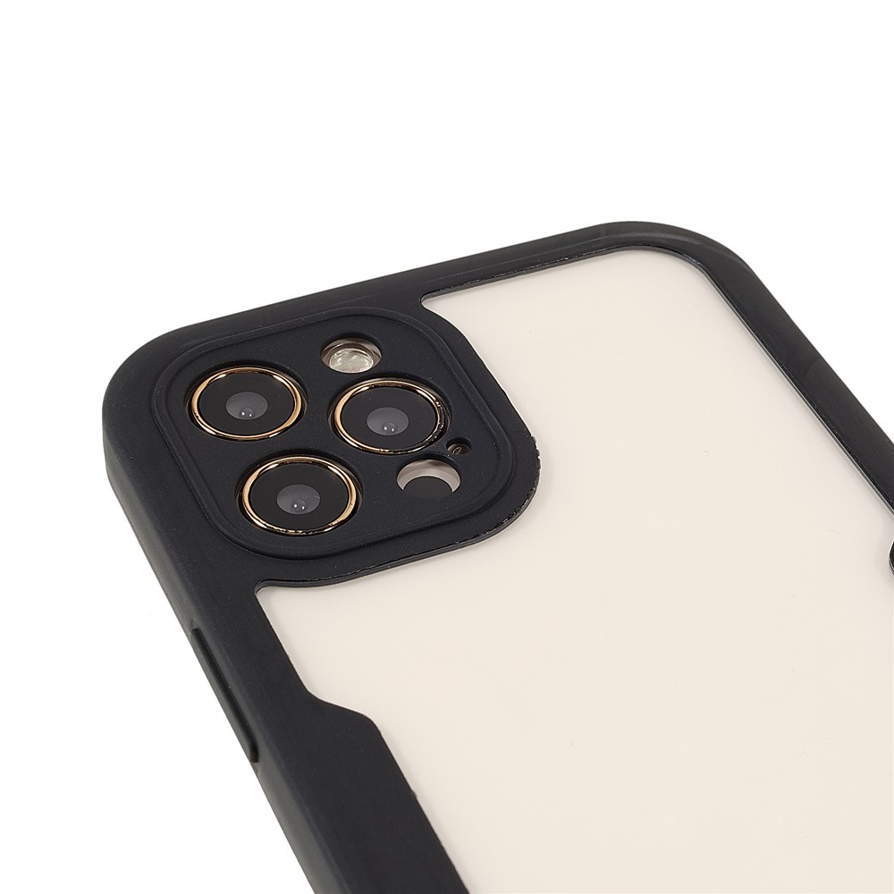 Detachable 2-in-1 Acrylic + TPU Hybrid Phone Protective Case with PET Screen Protector for iPhone 12 Pro Max 6.7 inch - Black-6