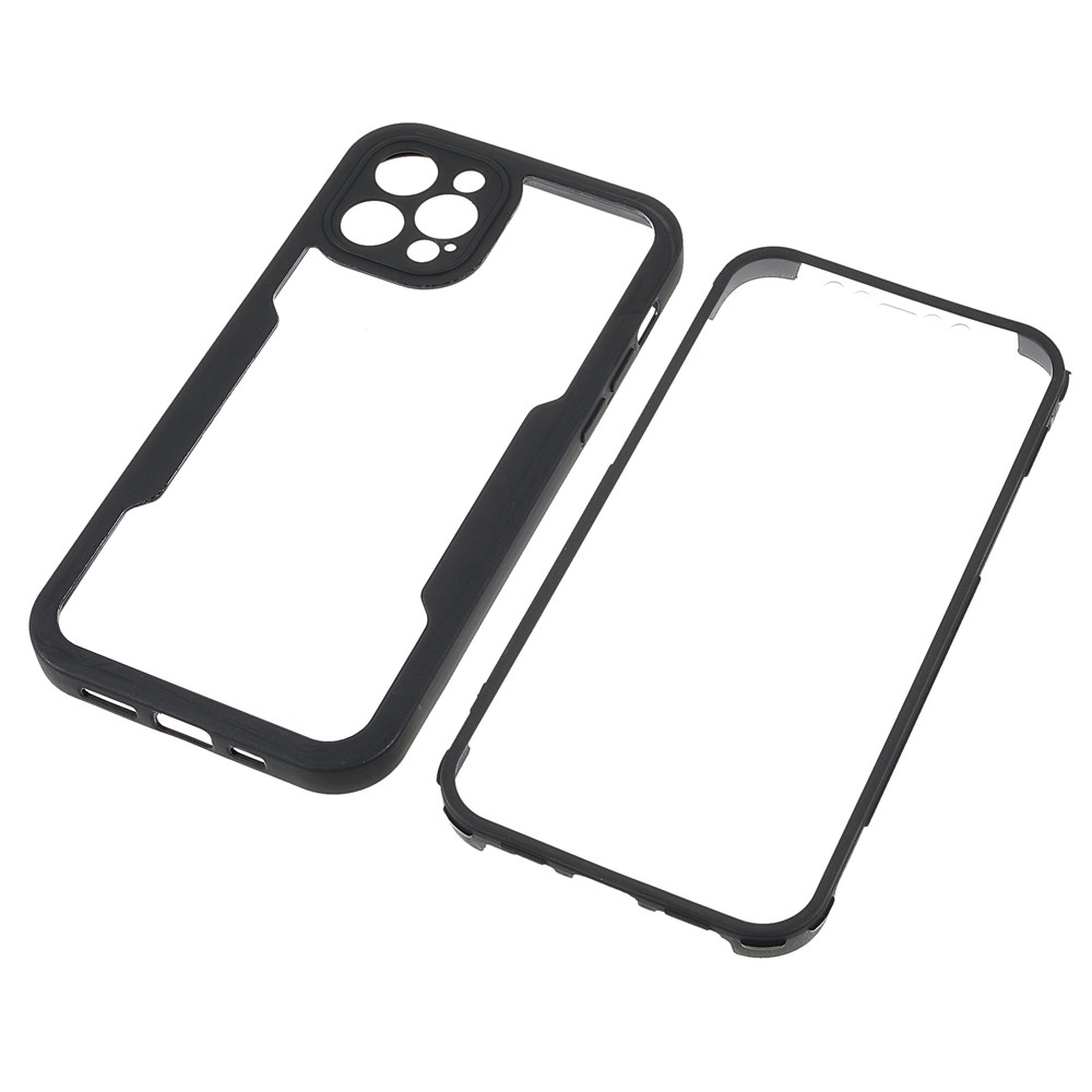 Detachable 2-in-1 Acrylic + TPU Hybrid Phone Protective Case with PET Screen Protector for iPhone 12 Pro Max 6.7 inch - Black-7
