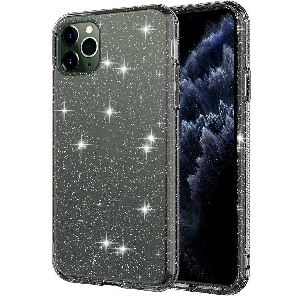 GW18 Clear Glitter Sparkly Lens Protection Anti-Drop Stylish Soft TPU Case Cover for iPhone 11 Pro Max 6.5 inch - Transparent Black