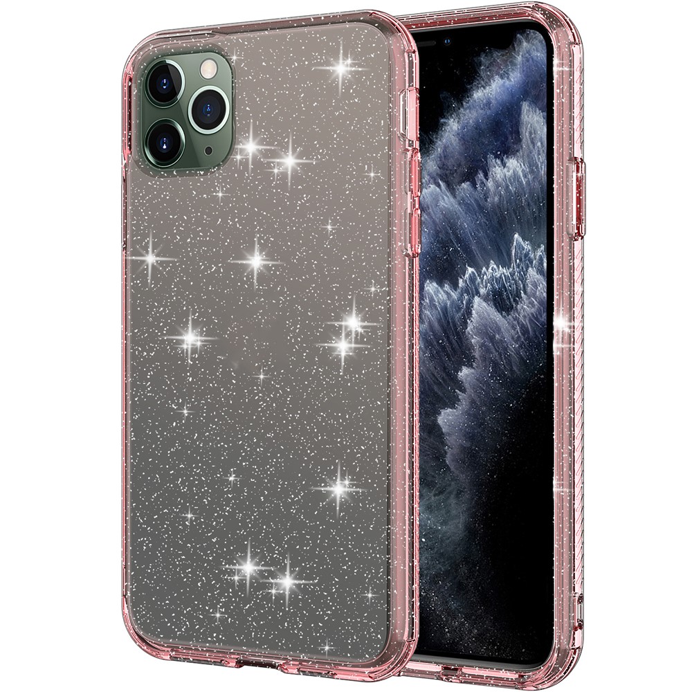 GW18 Clear Glitter Sparkly Lens Protection Anti-Drop Stylish Soft TPU Case Cover for iPhone 11 Pro Max 6.5 inch - Transparent Pink