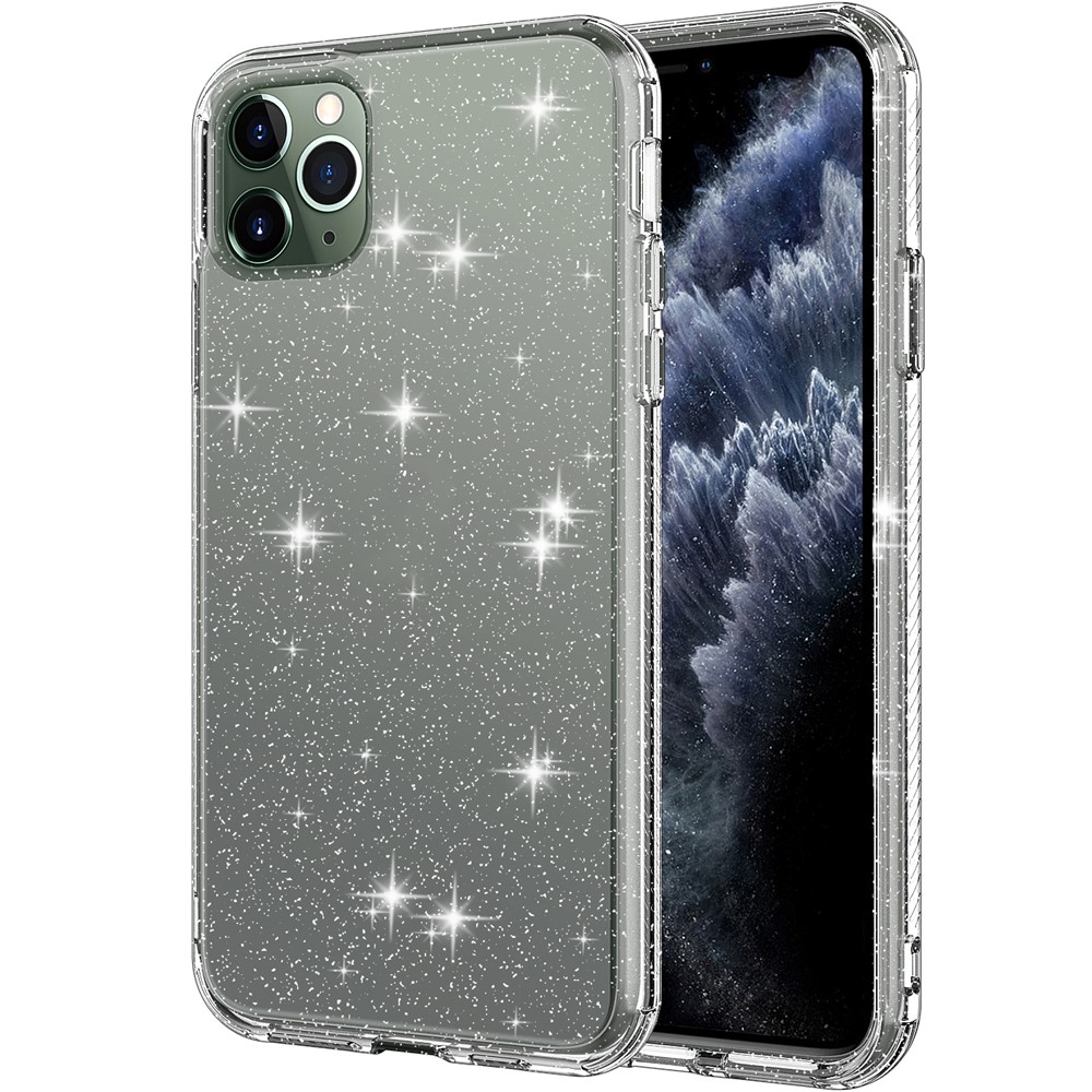 GW18 Clear Glitter Sparkly Lens Protection Anti-Drop Stylish Soft TPU Case Cover for iPhone 11 Pro Max 6.5 inch - Transparent