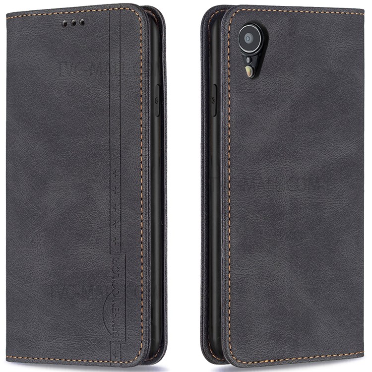 BINFEN COLOR Anti-swiping Design Anti-collision Auto-absorbed Magnetic Closure PU Leather Phone Case Stand Wallet Cover for iPhone XR 6.1 inch - Black-1