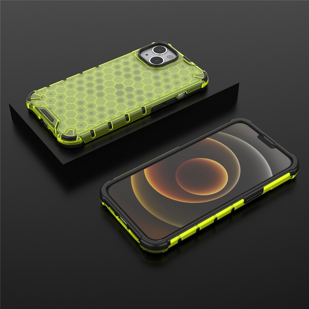 PC+TPU Phone Case Hanging String Honeycomb Design Shock-Absorbed Phone Shell for iPhone 13 6.1 inch - Green-6