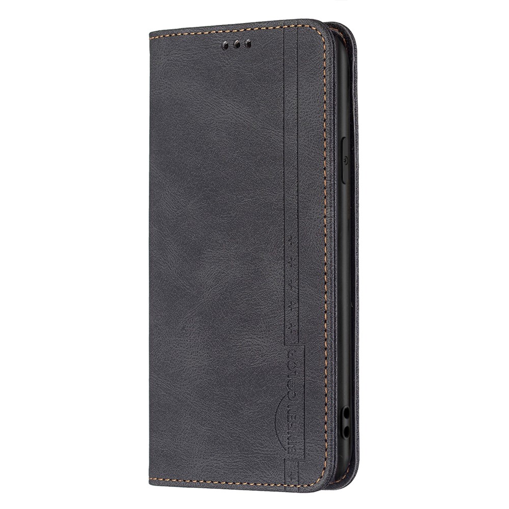BINFEN COLOR Stylish RFID Blocking Design Wear-resistant PU Leather Phone Case Anti-drop Stand Cover for iPhone 12 mini 5.4 inch - Black-9