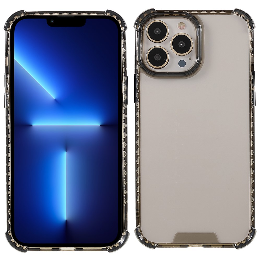 Glossy Crystal Clear Acrylic + TPU Shock-Absorbed Phone Cover Case for iPhone 13 Pro Max 6.7 inch - Black-1
