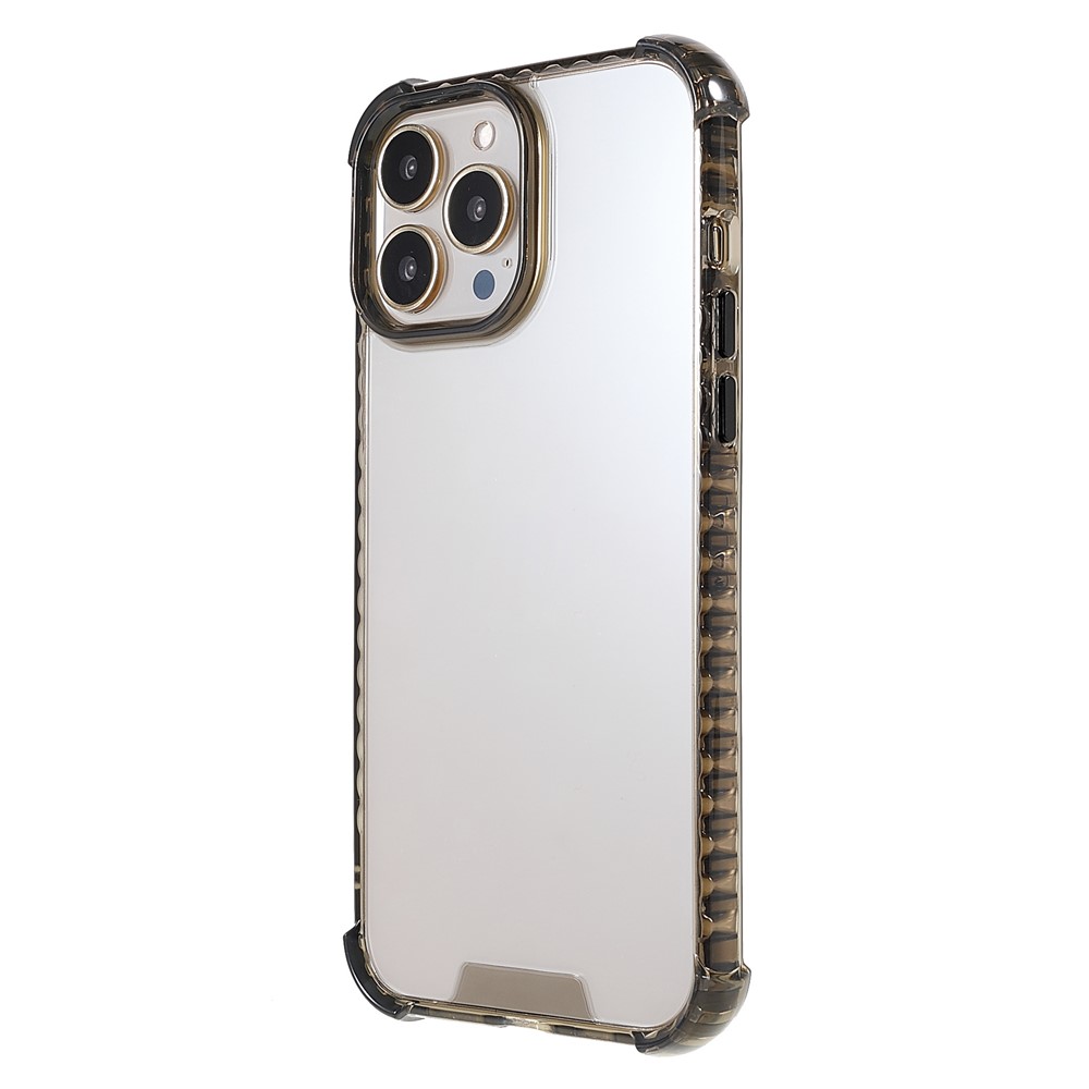 Glossy Crystal Clear Acrylic + TPU Shock-Absorbed Phone Cover Case for iPhone 13 Pro Max 6.7 inch - Black-3