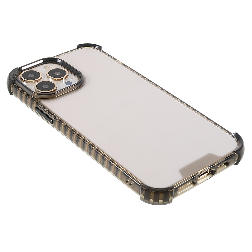 Glossy Crystal Clear Acrylic + TPU Shock-Absorbed Phone Cover Case for iPhone 13 Pro Max 6.7 inch - Black-4