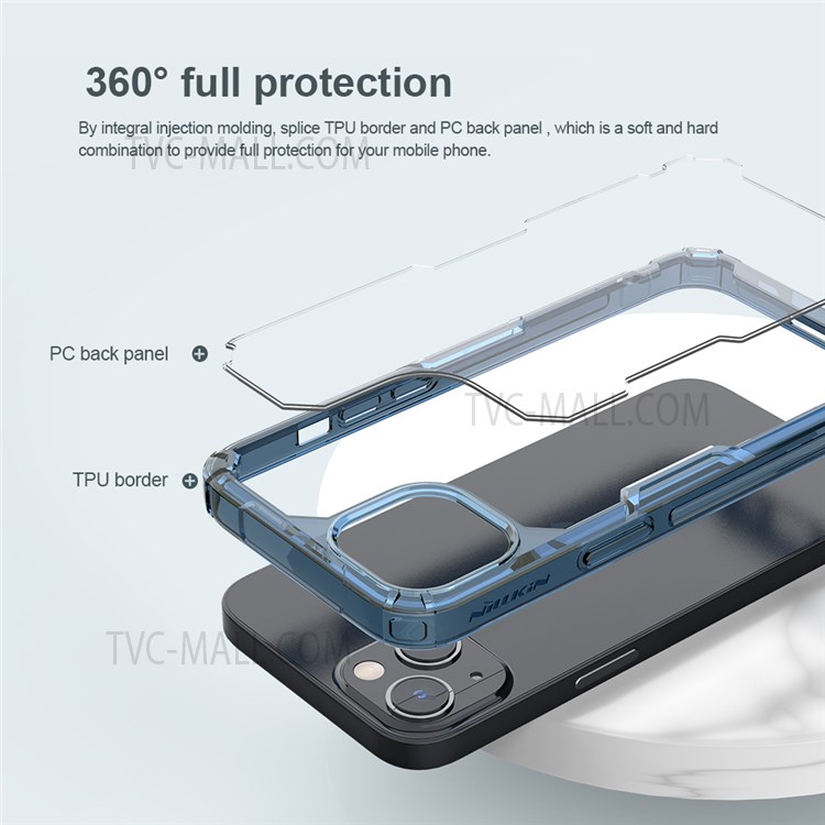 NILLKIN Nature TPU Pro Series Super Thin Hybrid PC + TPU Transparent Back Case Cell Phone Cover for iPhone 13 6.1 inch - Blue-4