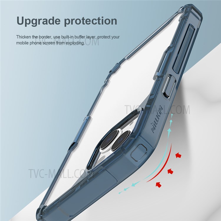 NILLKIN Nature TPU Pro Series Super Thin Hybrid PC + TPU Transparent Back Case Cell Phone Cover for iPhone 13 6.1 inch - Blue-5