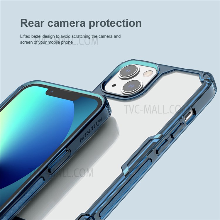 NILLKIN Nature TPU Pro Series Super Thin Hybrid PC + TPU Transparent Back Case Cell Phone Cover for iPhone 13 6.1 inch - Blue-6