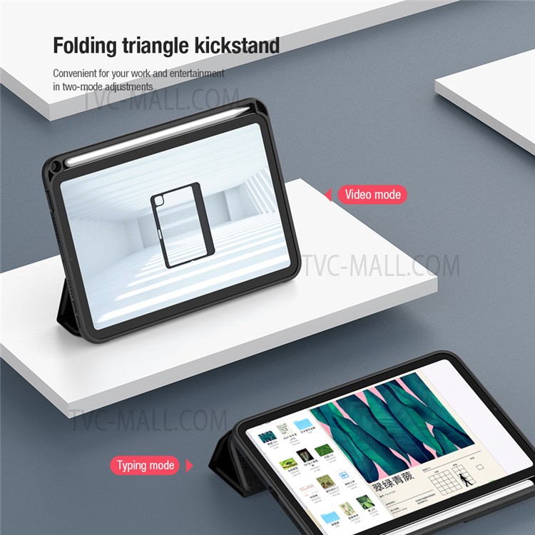 NILLKIN Precise Cutout Light Thin Auto Wake/Sleep Leather Tablet Case with Stand for iPad mini (2021) - Black-8