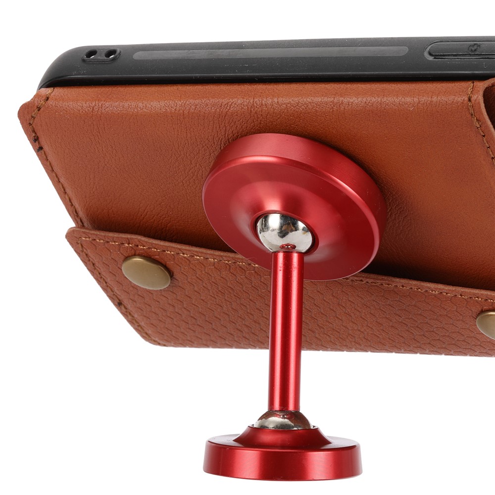 Double Buttons Closure PU Leather Coated TPU Case Phone Cover with Kickstand and Card Slots for iPhone 13 Pro 6.1 inch - Light Brown-7