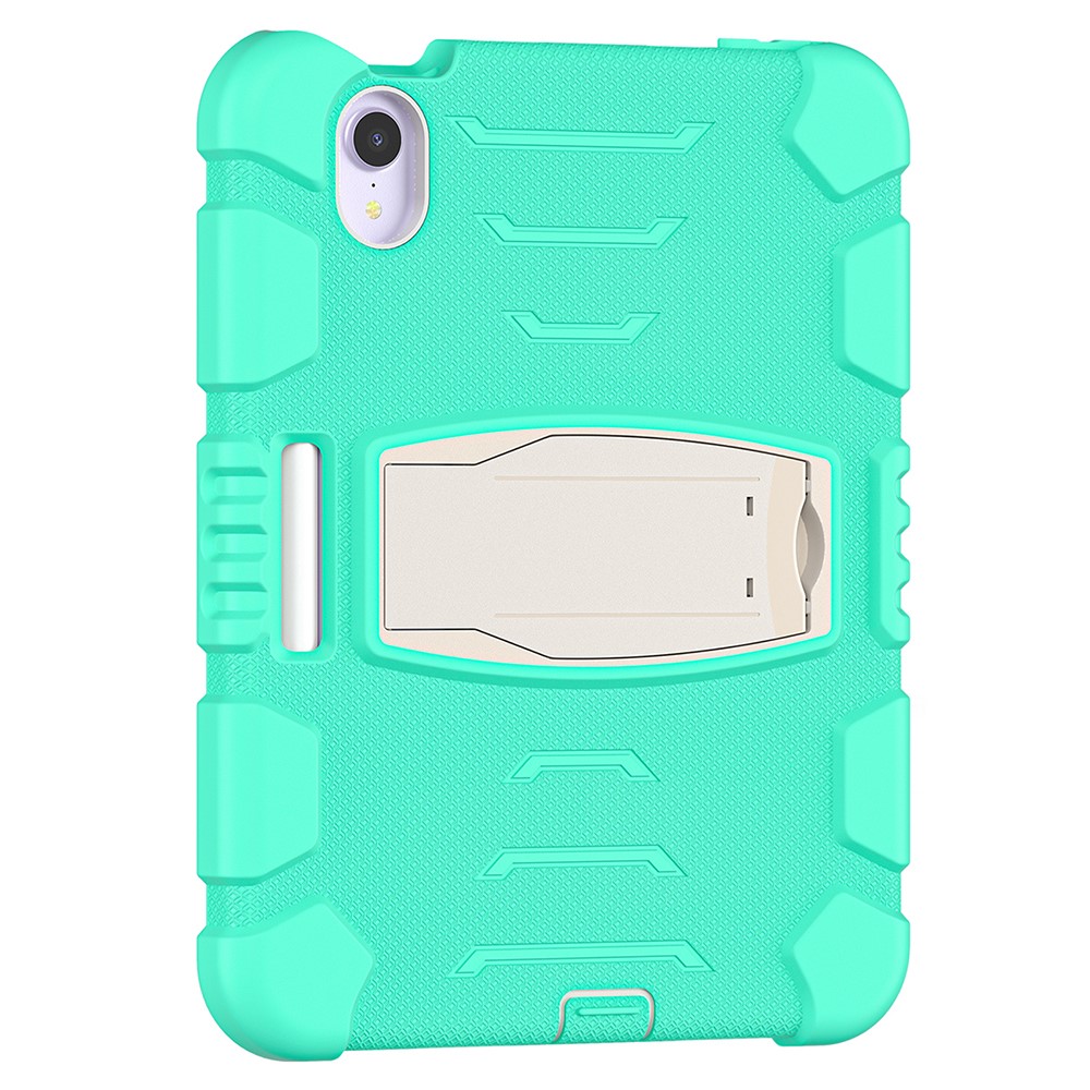 King Kong Series Enhanced Four Corners Kickstand Design PC + Silicone Tablet Case Cover for iPad mini (2021) - Light Green/White-2