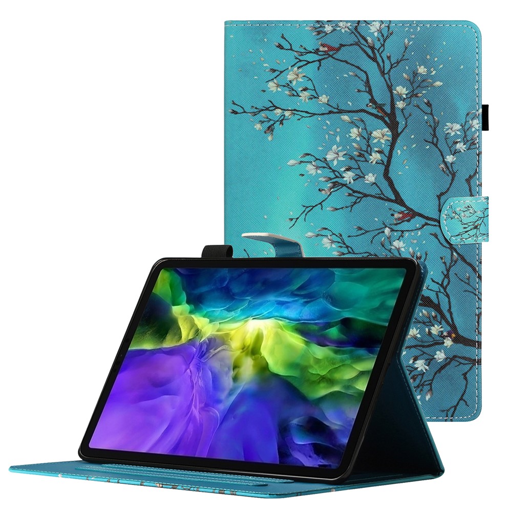 Pattern Printing Design PU Leather Folding Folio Stand Protective Case with Card Slots for iPad mini (2021) - Magnolia Flowers-1