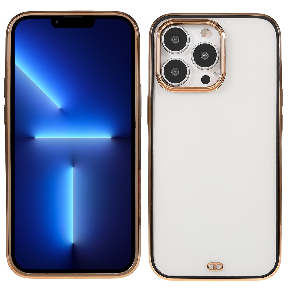 Electroplating Soft TPU Precise Cutout Phone Case Cover for iPhone 13 Pro Max 6.7 inch - Black-1