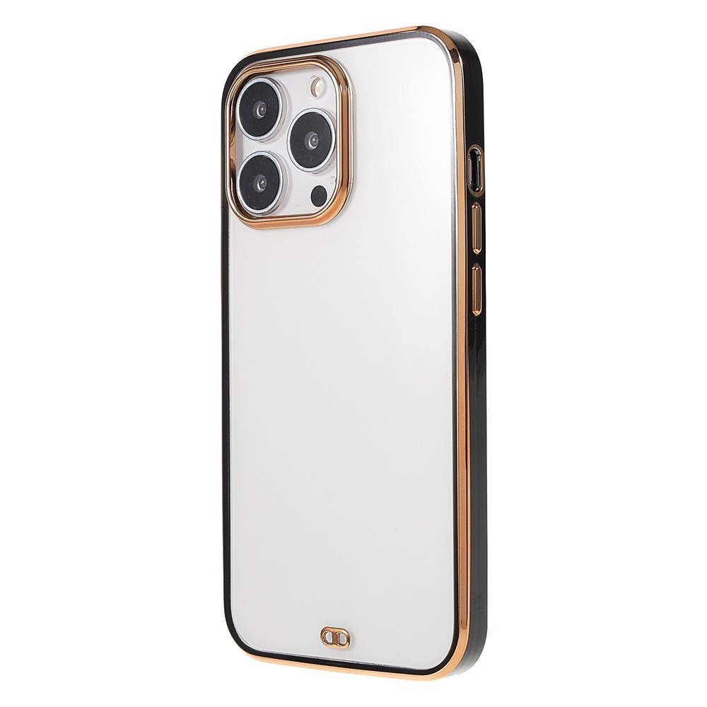 Electroplating Soft TPU Precise Cutout Phone Case Cover for iPhone 13 Pro Max 6.7 inch - Black-3