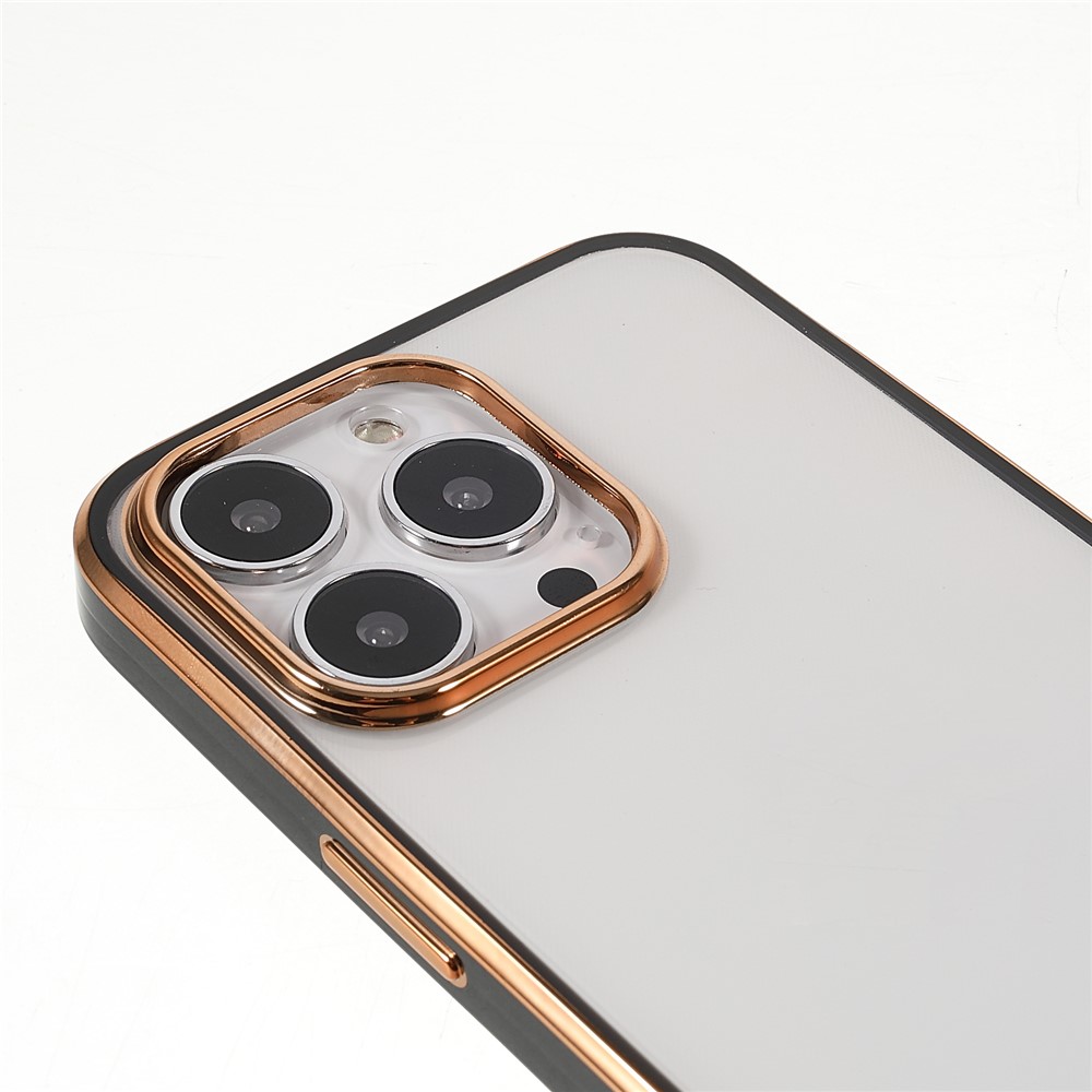 Electroplating Soft TPU Precise Cutout Phone Case Cover for iPhone 13 Pro Max 6.7 inch - Black-6
