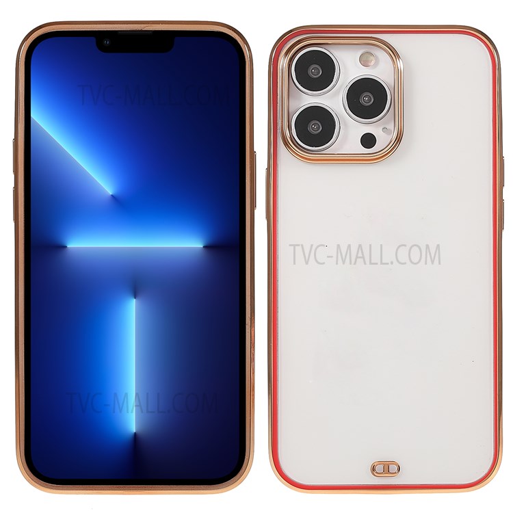 Electroplating Light Flexible Soft TPU Precise Cutout Phone Case Shell for iPhone 13 Pro 6.1 inch - Red-1