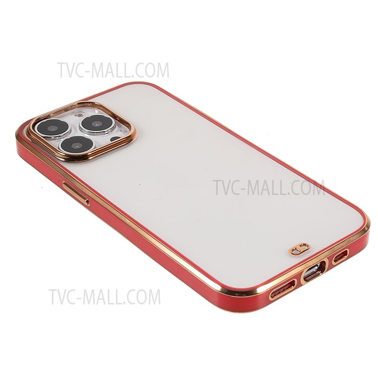 Electroplating Light Flexible Soft TPU Precise Cutout Phone Case Shell for iPhone 13 Pro 6.1 inch - Red-4